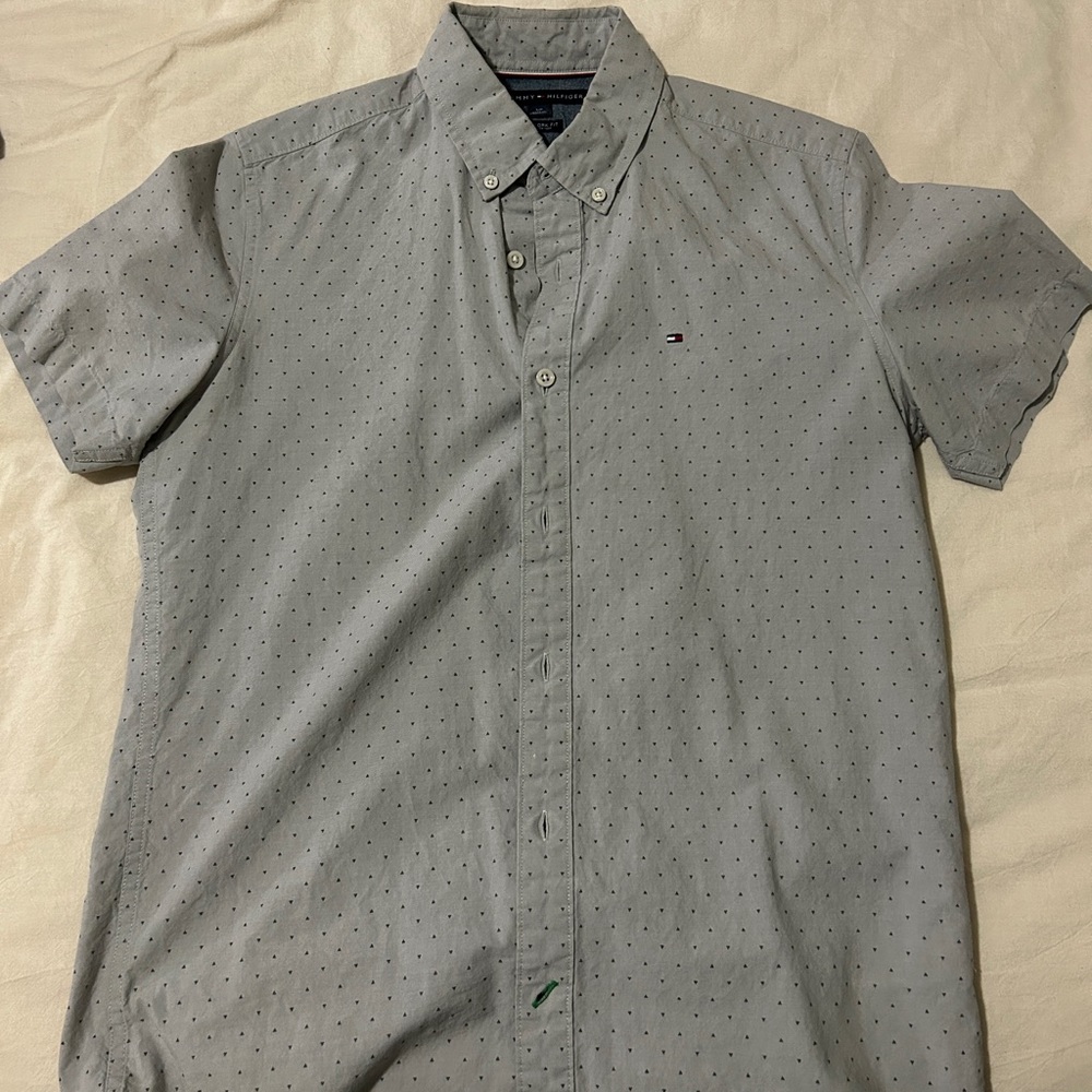 Tommy hilfiger grey short sleeve button down